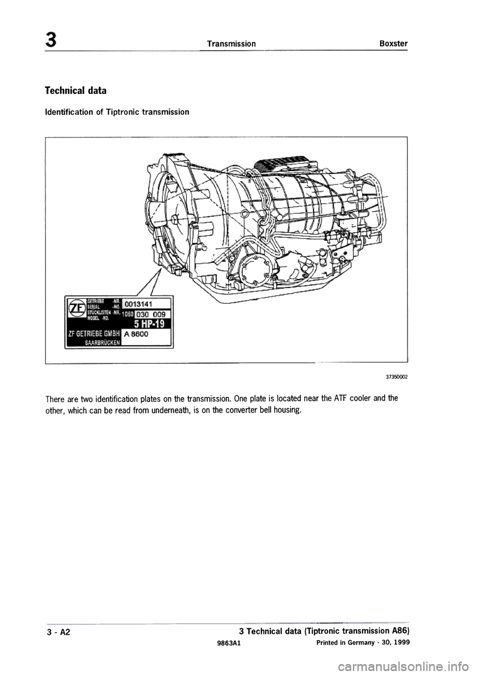 PORSCHE 986 BOXSTER 1997  Workshop Manual 