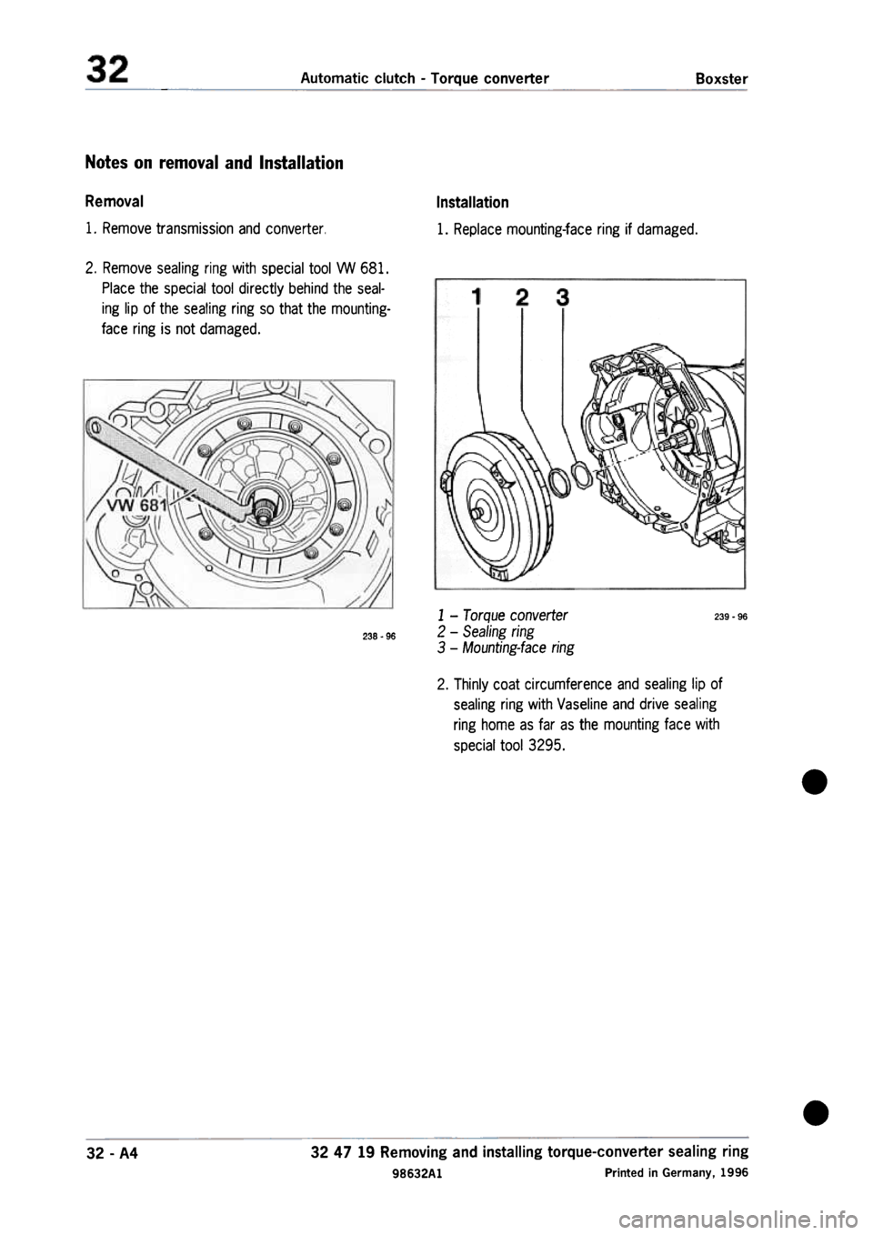 PORSCHE 986 BOXSTER 1997  Workshop Manual 