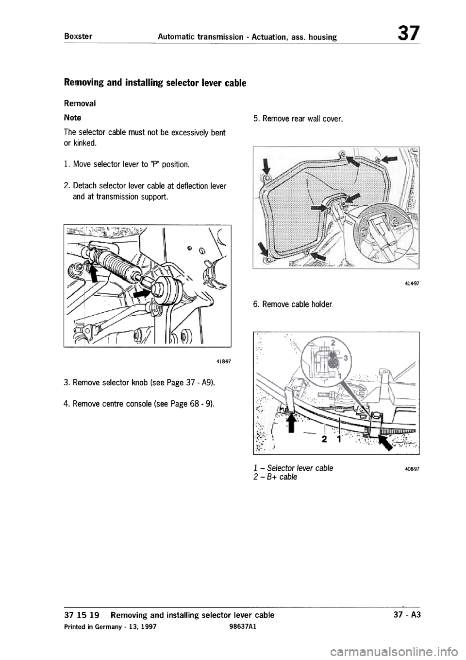 PORSCHE 986 BOXSTER 1997  Workshop Manual 