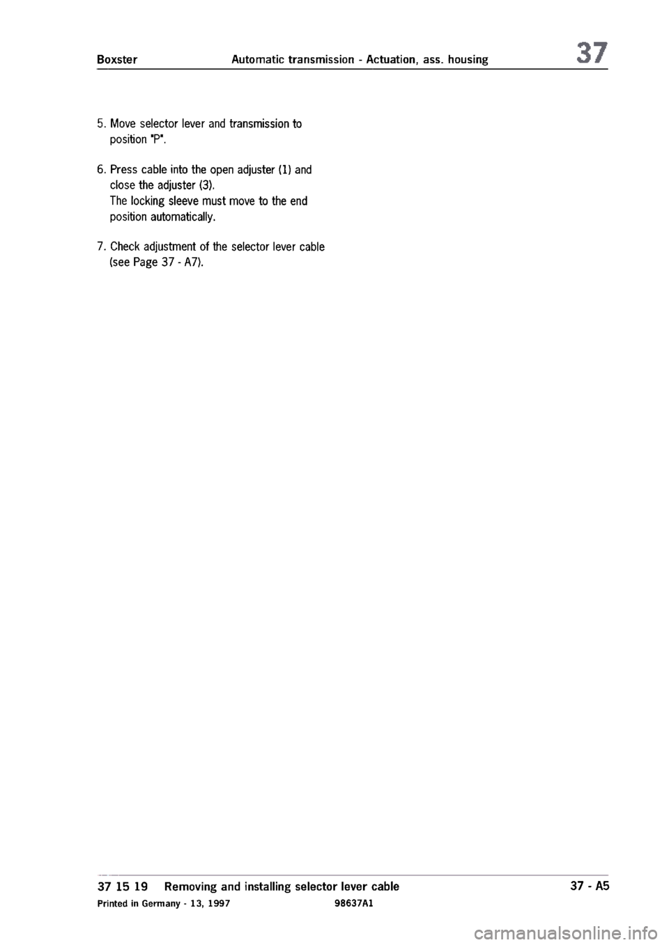 PORSCHE 986 BOXSTER 1997  Workshop Manual 