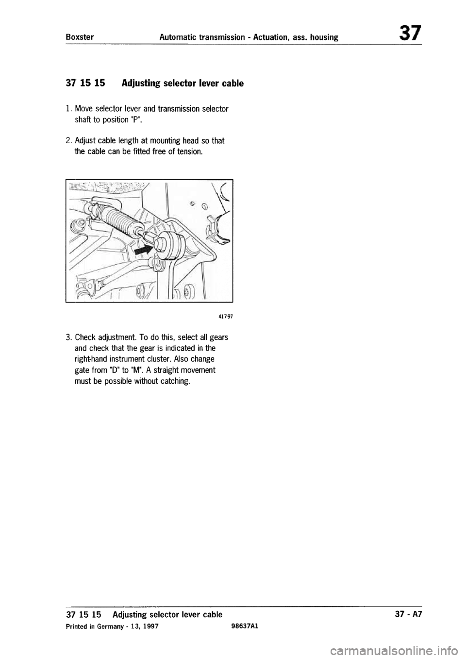 PORSCHE 986 BOXSTER 1997  Workshop Manual 