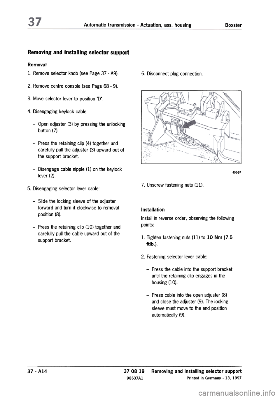 PORSCHE 986 BOXSTER 1997  Workshop Manual 