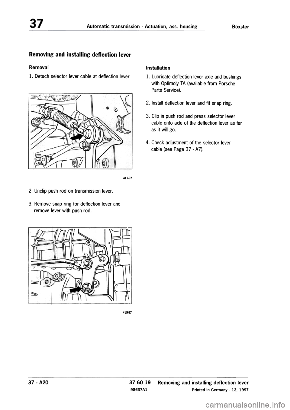 PORSCHE 986 BOXSTER 1997  Workshop Manual 