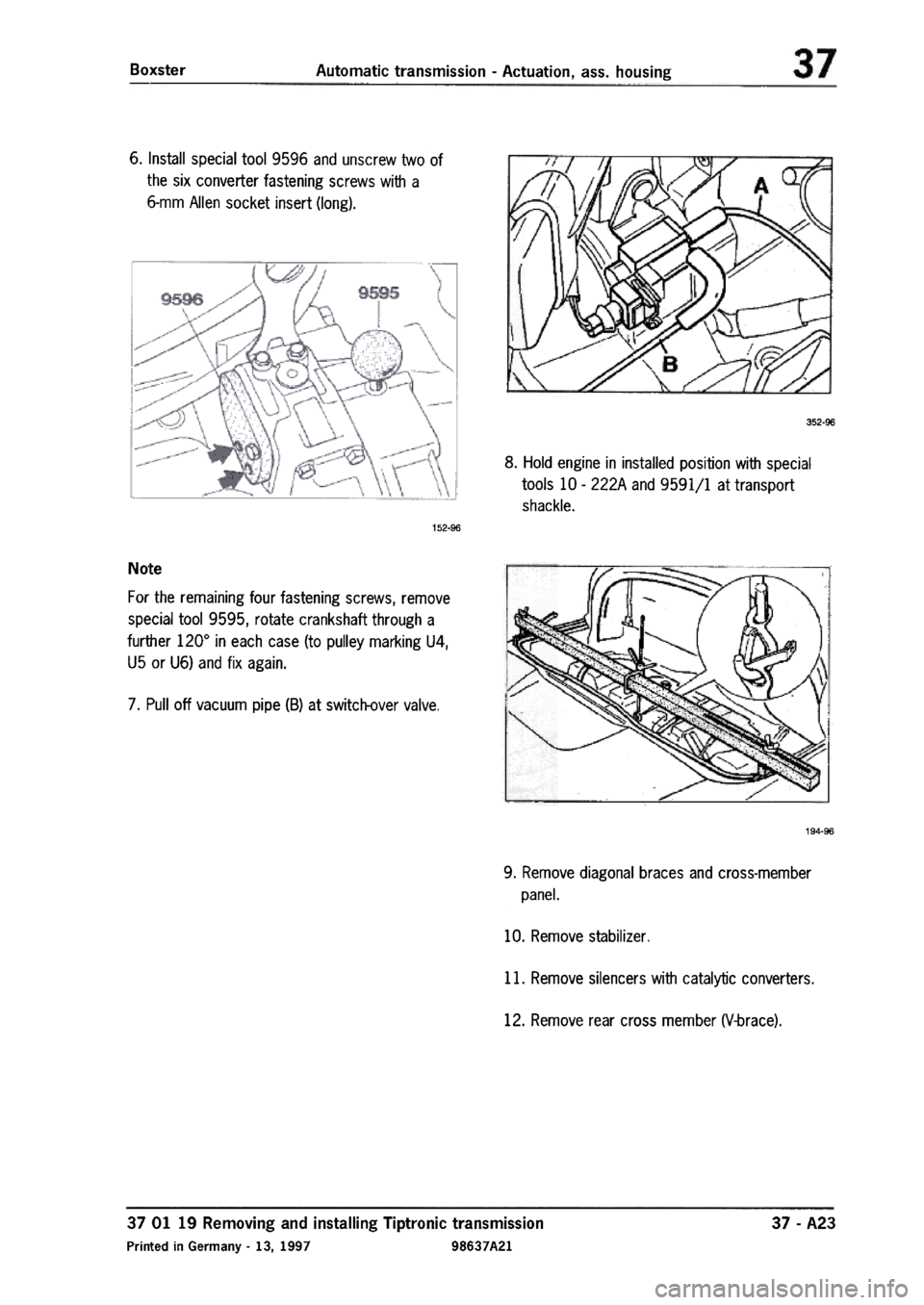 PORSCHE 986 BOXSTER 1997  Workshop Manual 