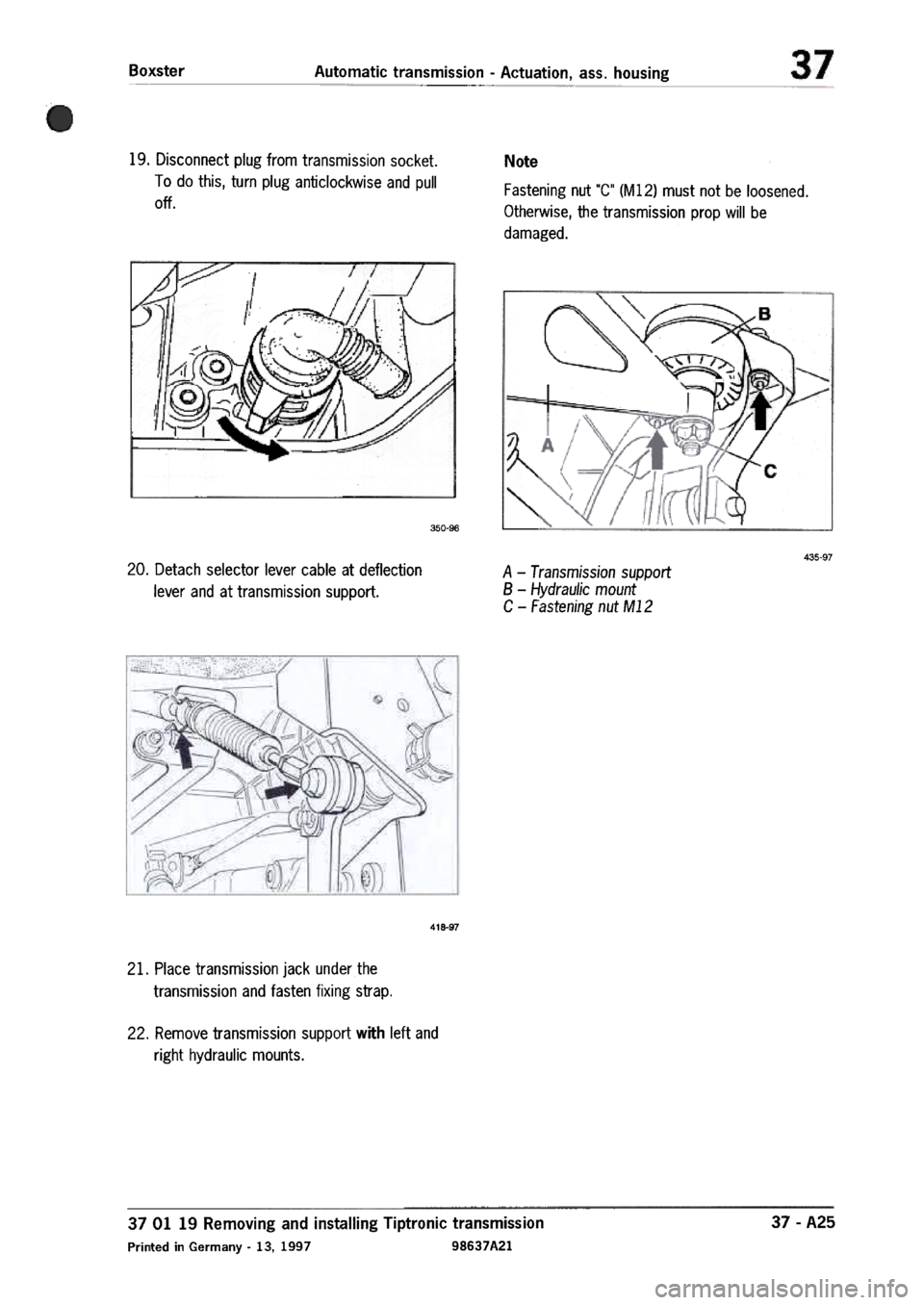PORSCHE 986 BOXSTER 1997  Workshop Manual 