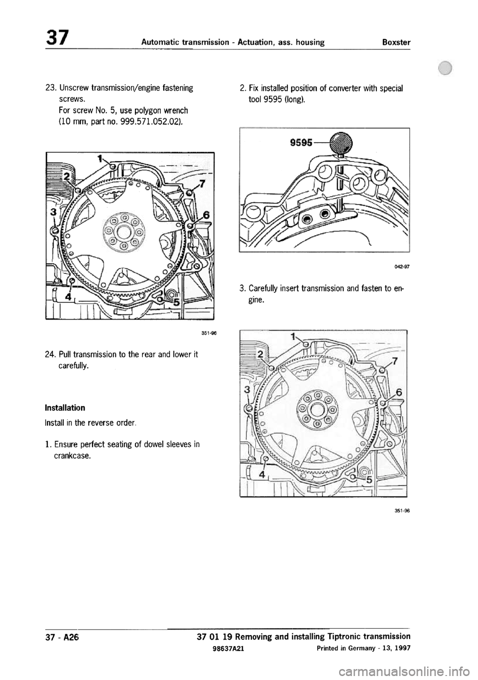 PORSCHE 986 BOXSTER 1997  Workshop Manual 