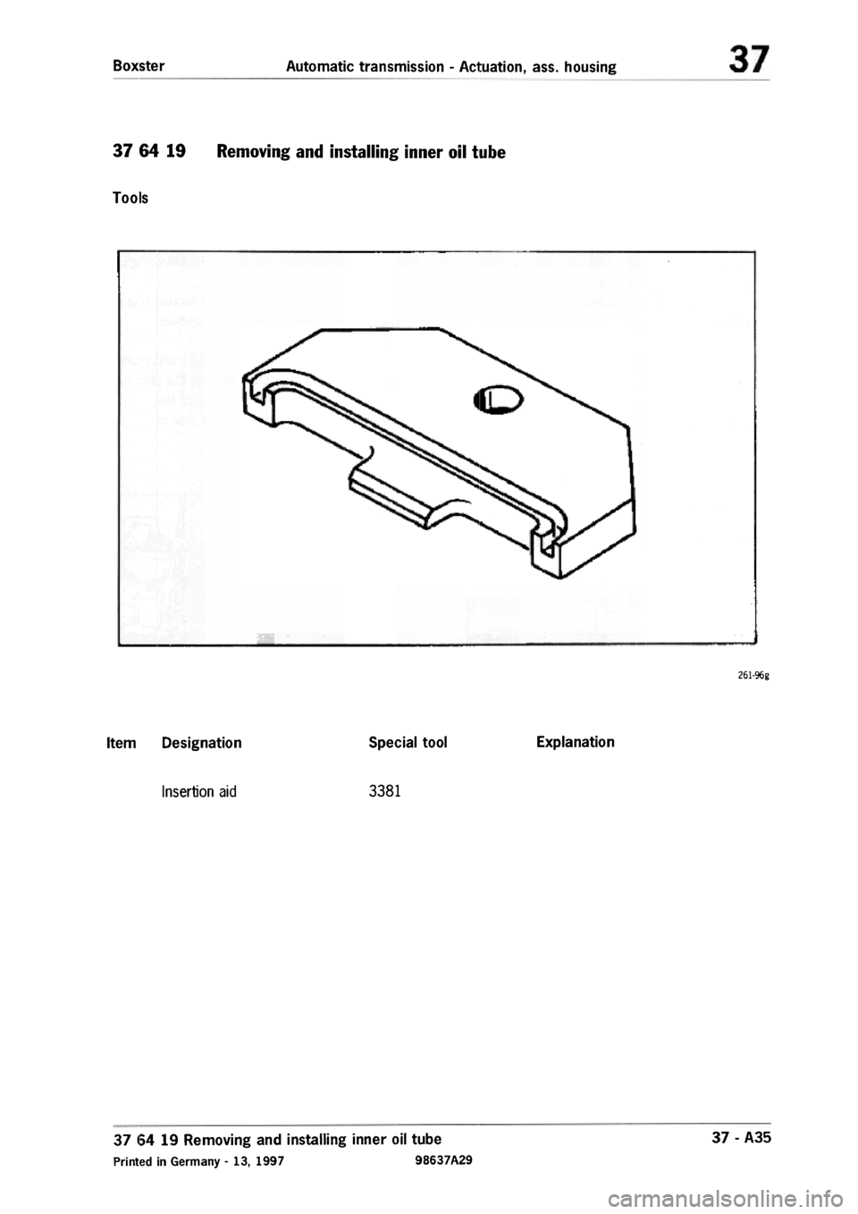 PORSCHE 986 BOXSTER 1997  Workshop Manual 