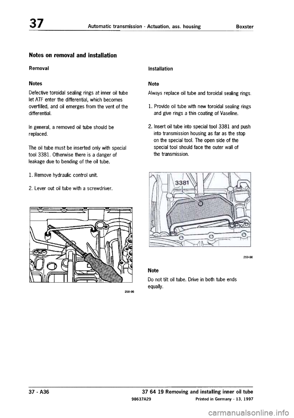PORSCHE 986 BOXSTER 1997  Workshop Manual 