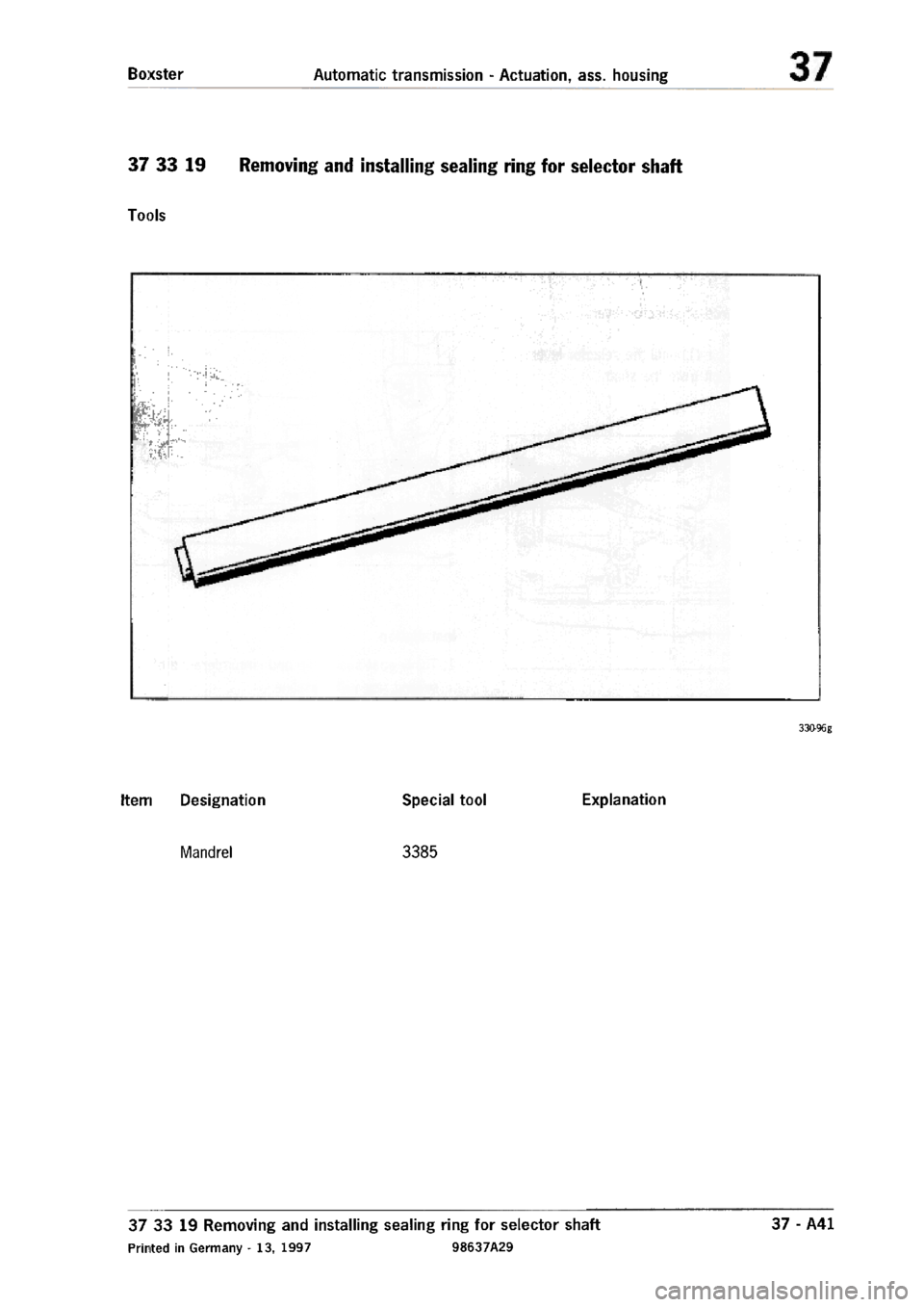 PORSCHE 986 BOXSTER 1997  Workshop Manual 