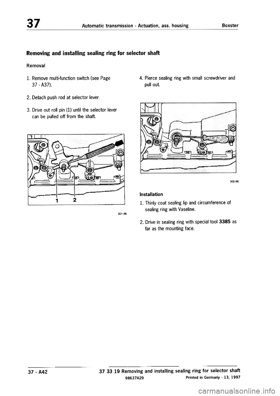 PORSCHE 986 BOXSTER 1997  Workshop Manual 
