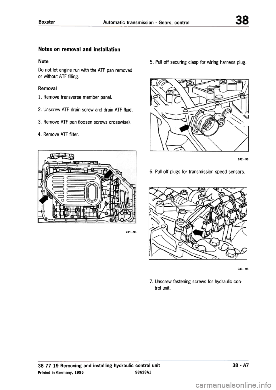 PORSCHE 986 BOXSTER 1997  Workshop Manual 