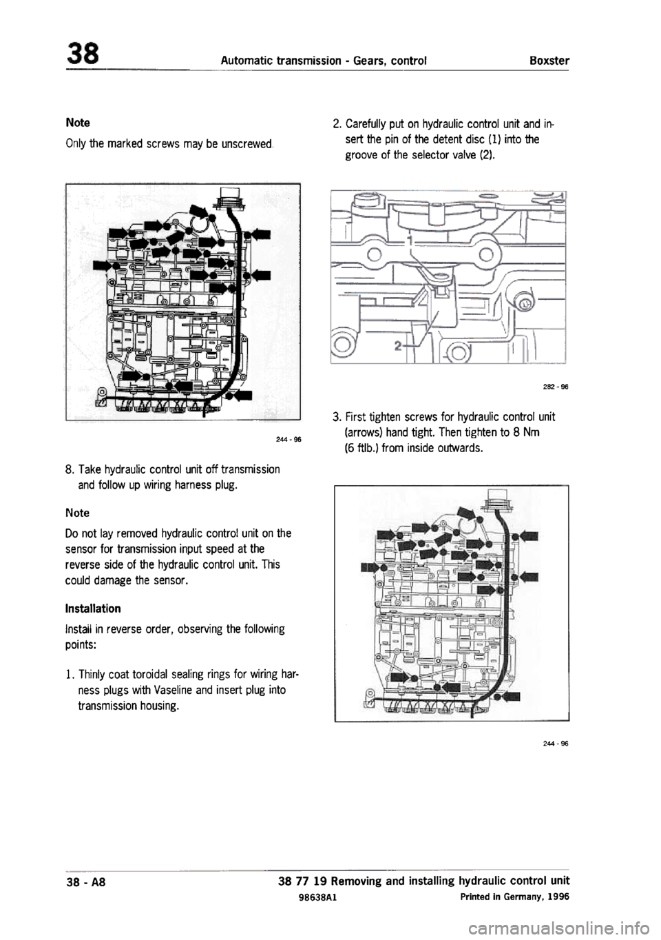 PORSCHE 986 BOXSTER 1997  Workshop Manual 