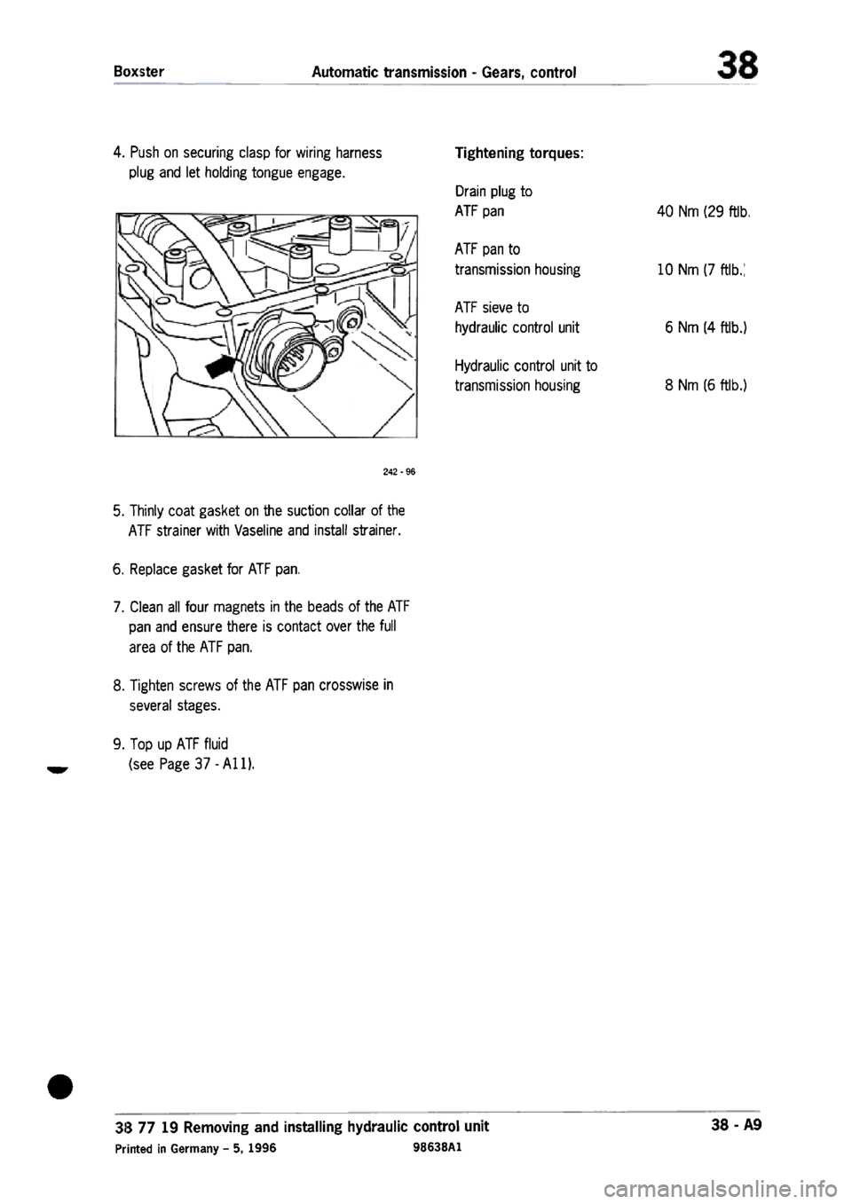 PORSCHE 986 BOXSTER 1997  Workshop Manual 