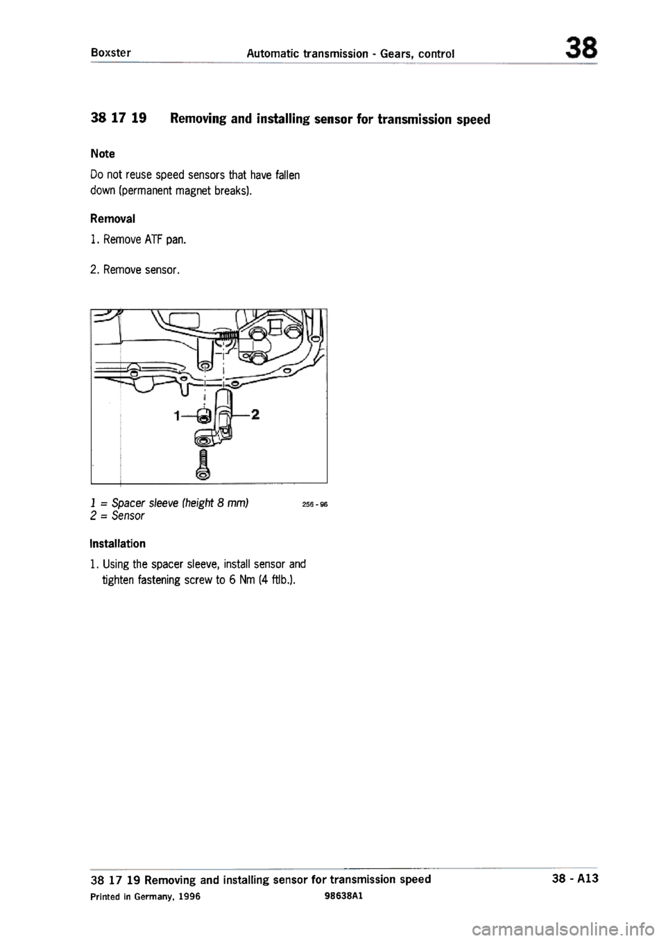 PORSCHE 986 BOXSTER 1997  Workshop Manual 