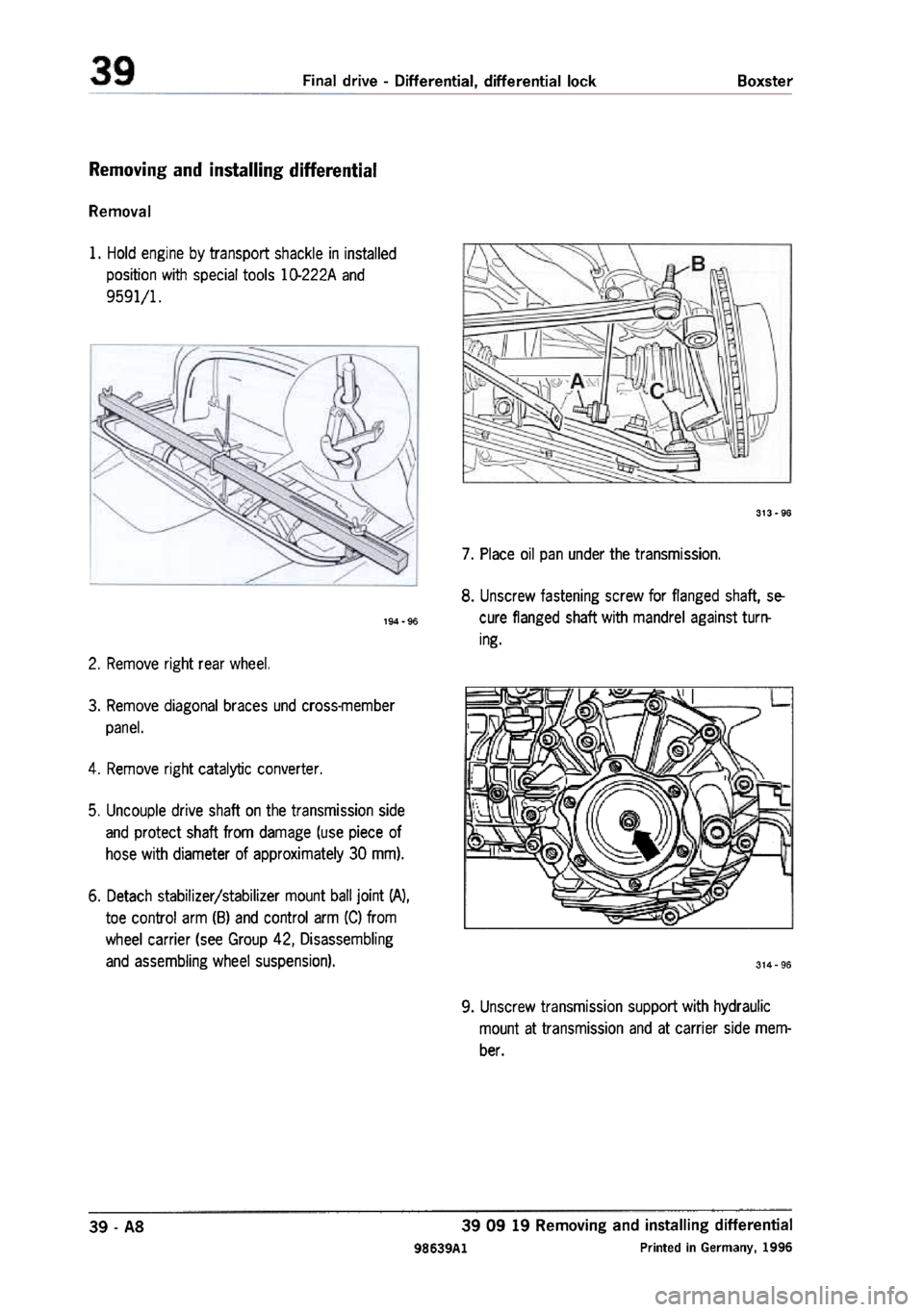 PORSCHE 986 BOXSTER 1997  Workshop Manual 