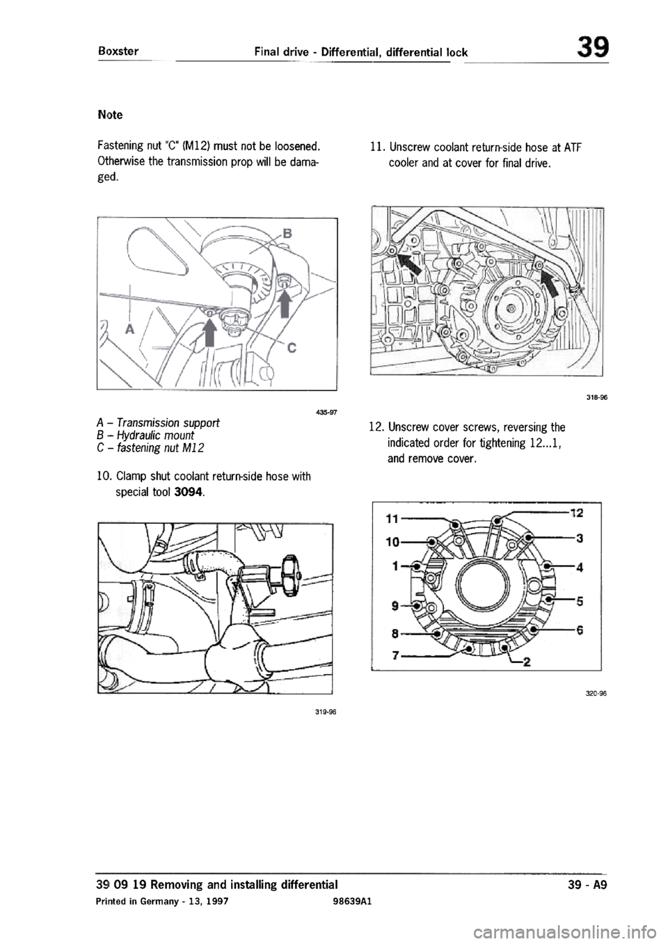 PORSCHE 986 BOXSTER 1997  Workshop Manual 
