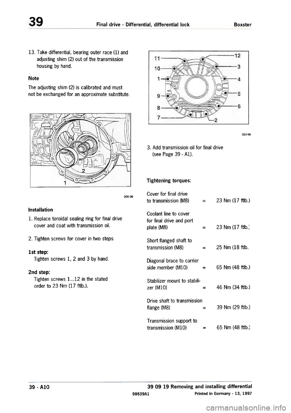 PORSCHE 986 BOXSTER 1997  Workshop Manual 