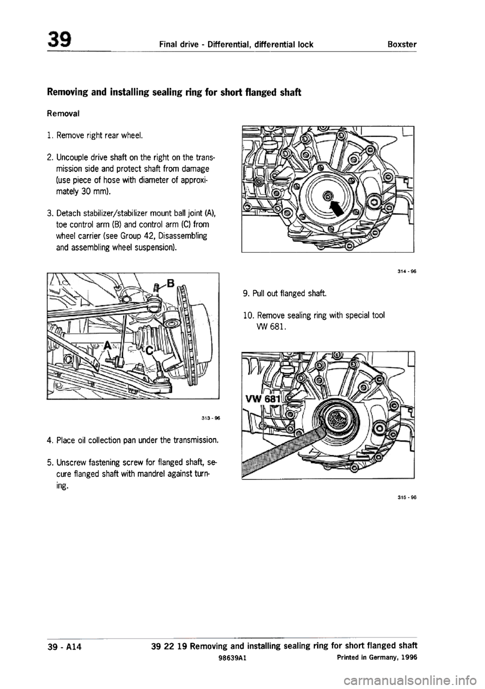 PORSCHE 986 BOXSTER 1997  Workshop Manual 