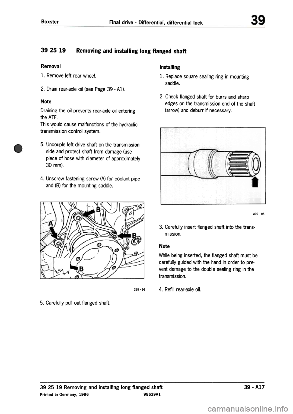 PORSCHE 986 BOXSTER 1997  Workshop Manual 