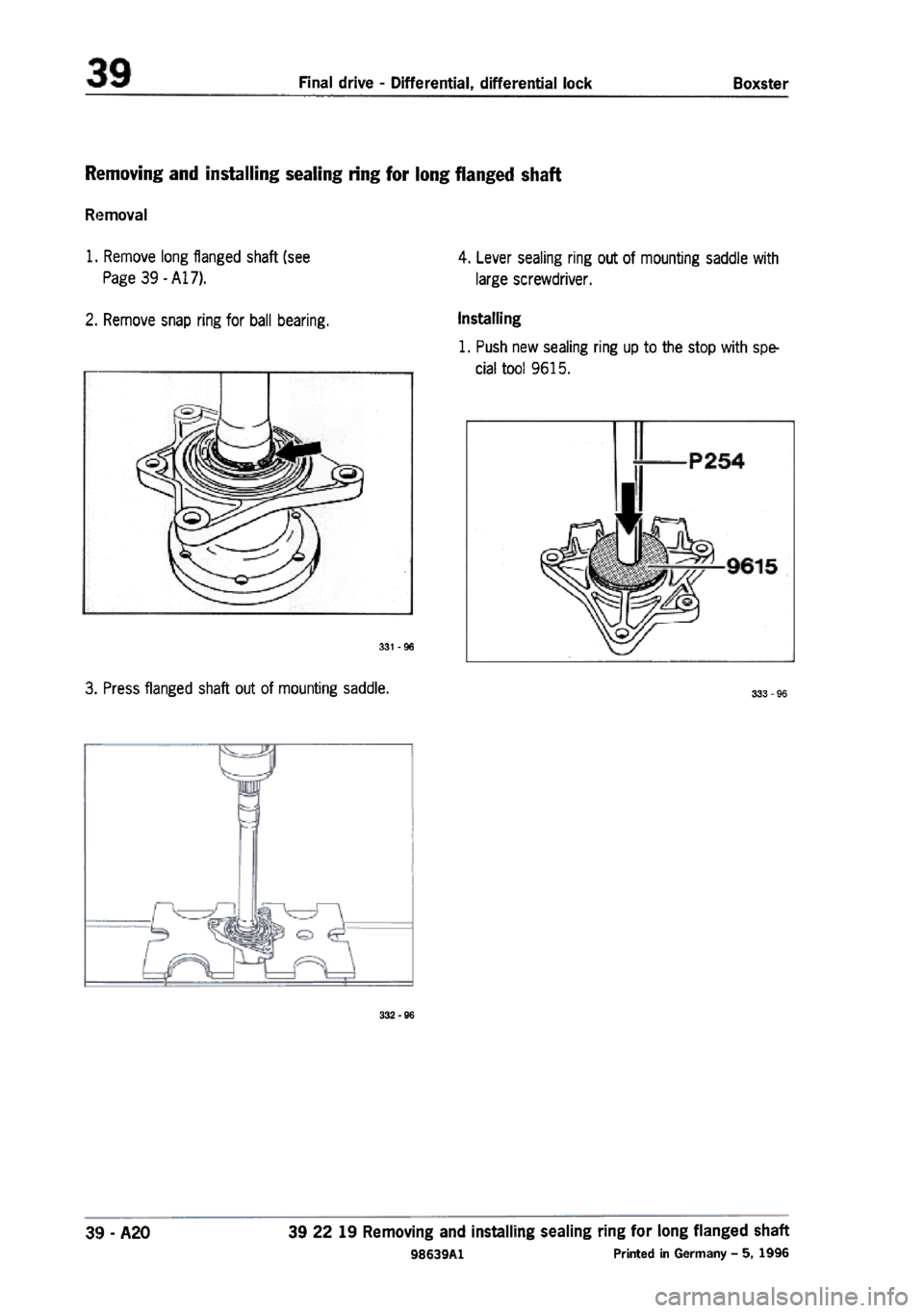 PORSCHE 986 BOXSTER 1997  Workshop Manual 