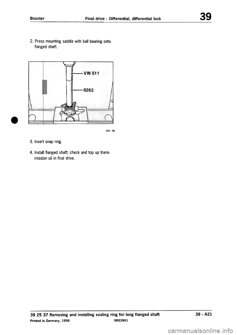 PORSCHE 986 BOXSTER 1997  Workshop Manual 