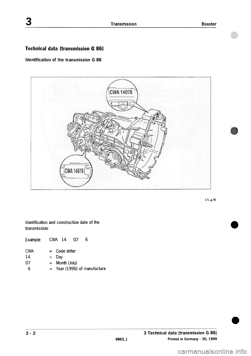 PORSCHE 986 BOXSTER 1997  Workshop Manual 