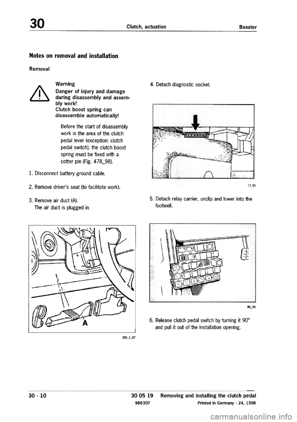 PORSCHE 986 BOXSTER 1997  Workshop Manual 