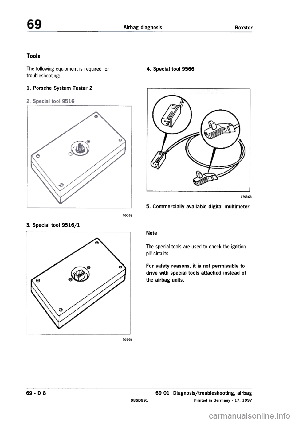 PORSCHE 986 BOXSTER 1997 User Guide (1500 Pages)