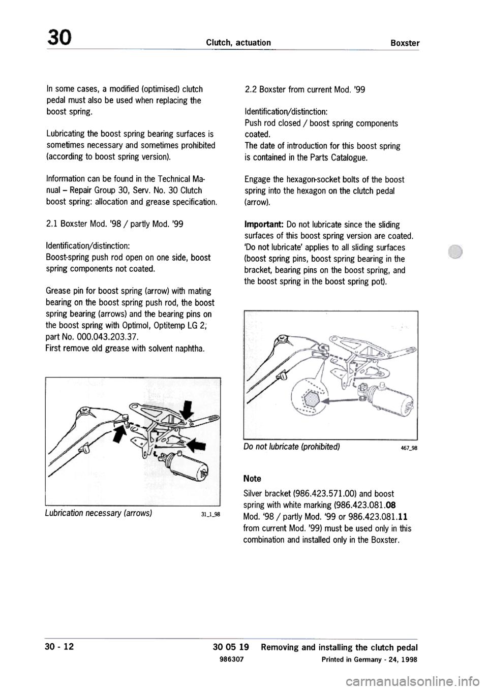 PORSCHE 986 BOXSTER 1997  Workshop Manual 