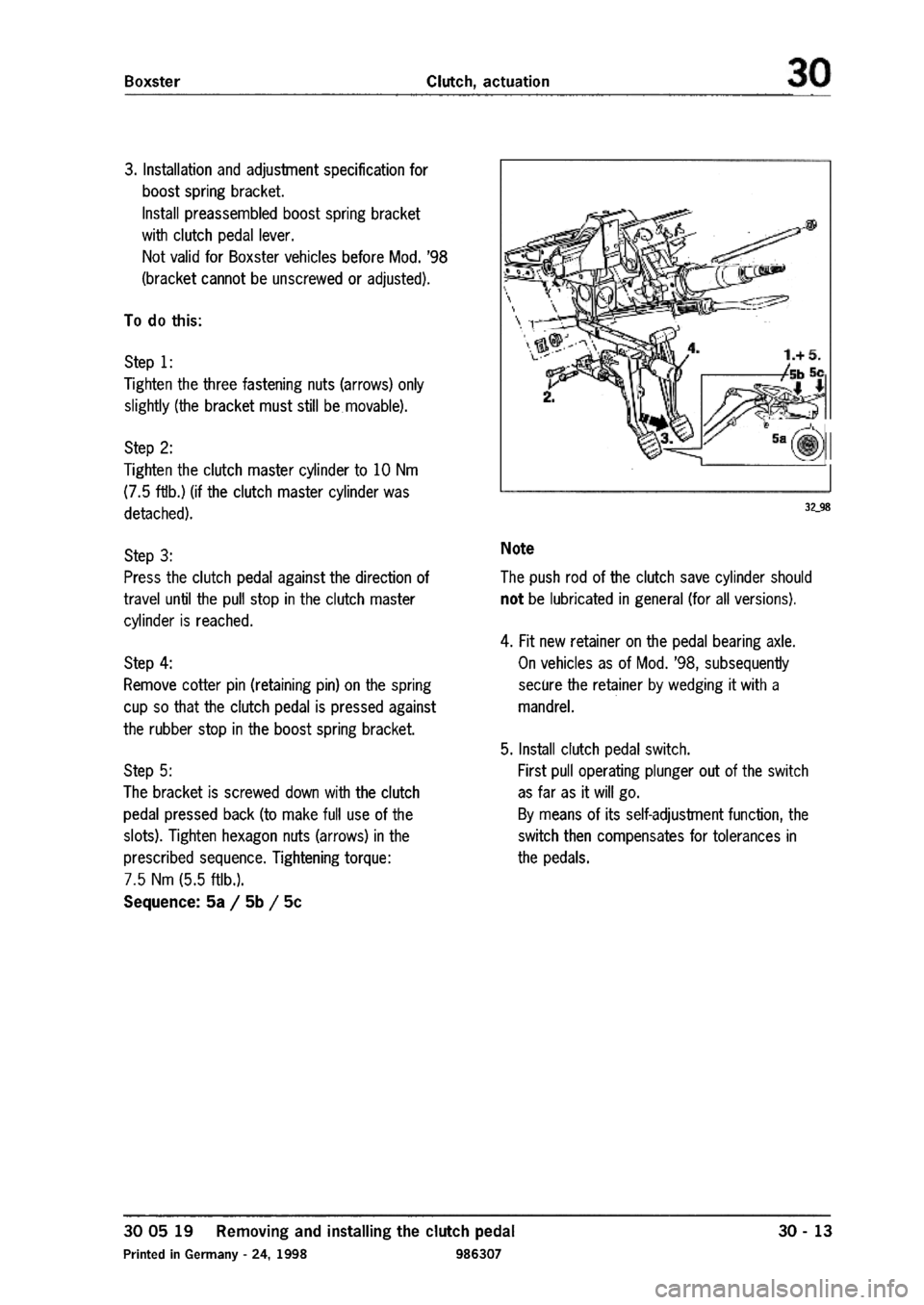 PORSCHE 986 BOXSTER 1997  Workshop Manual 