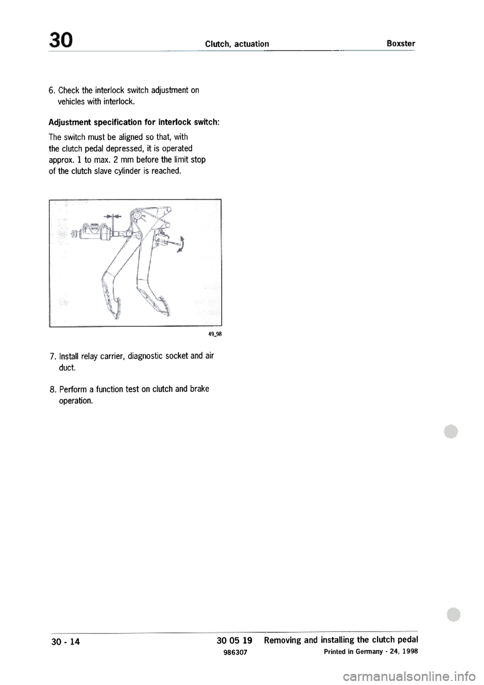 PORSCHE 986 BOXSTER 1997  Workshop Manual 