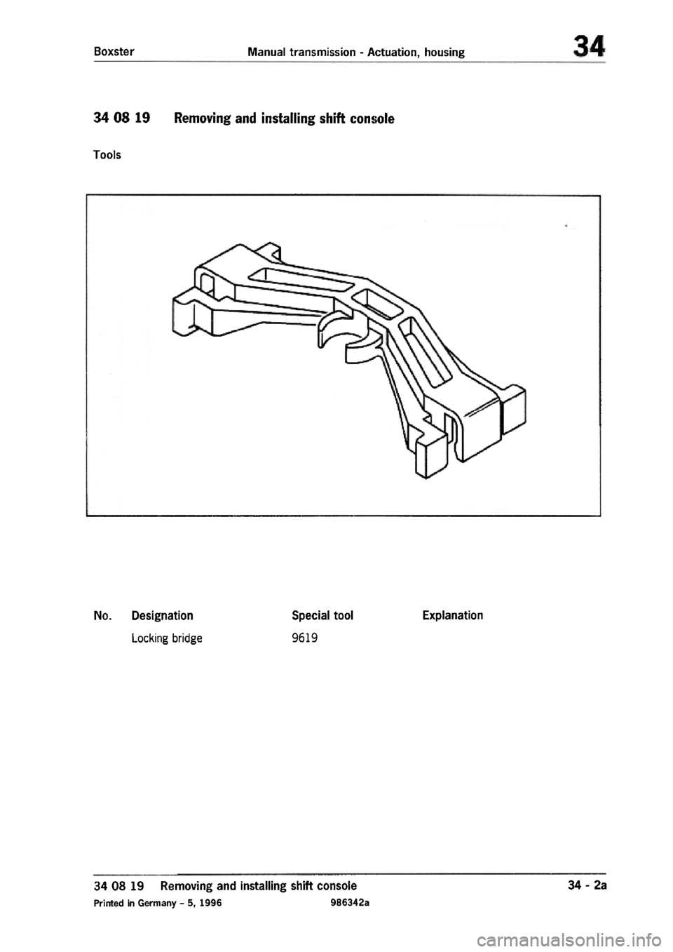PORSCHE 986 BOXSTER 1997  Workshop Manual 