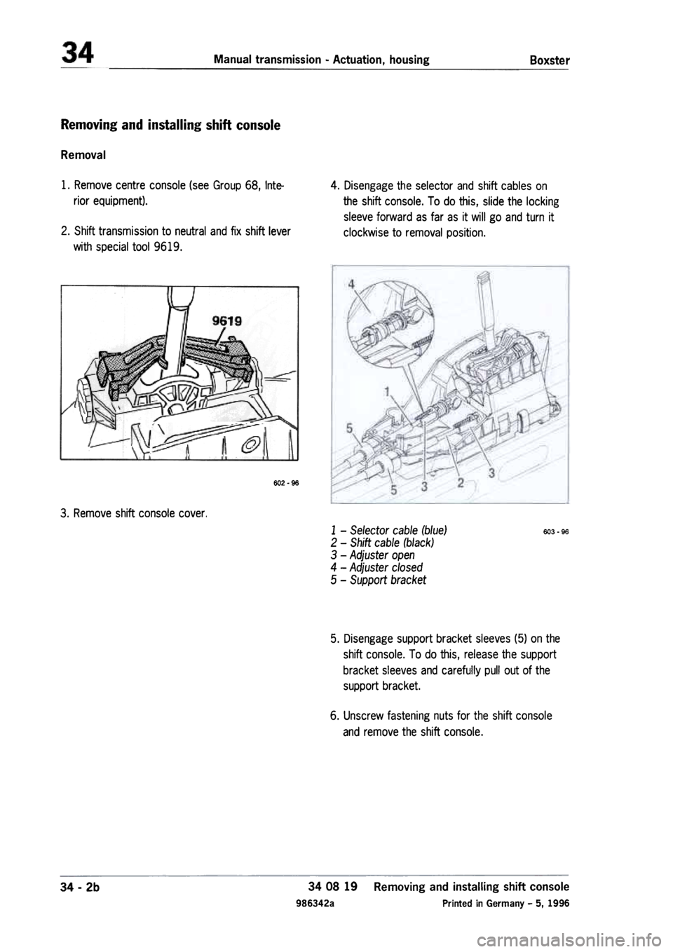PORSCHE 986 BOXSTER 1997  Workshop Manual 