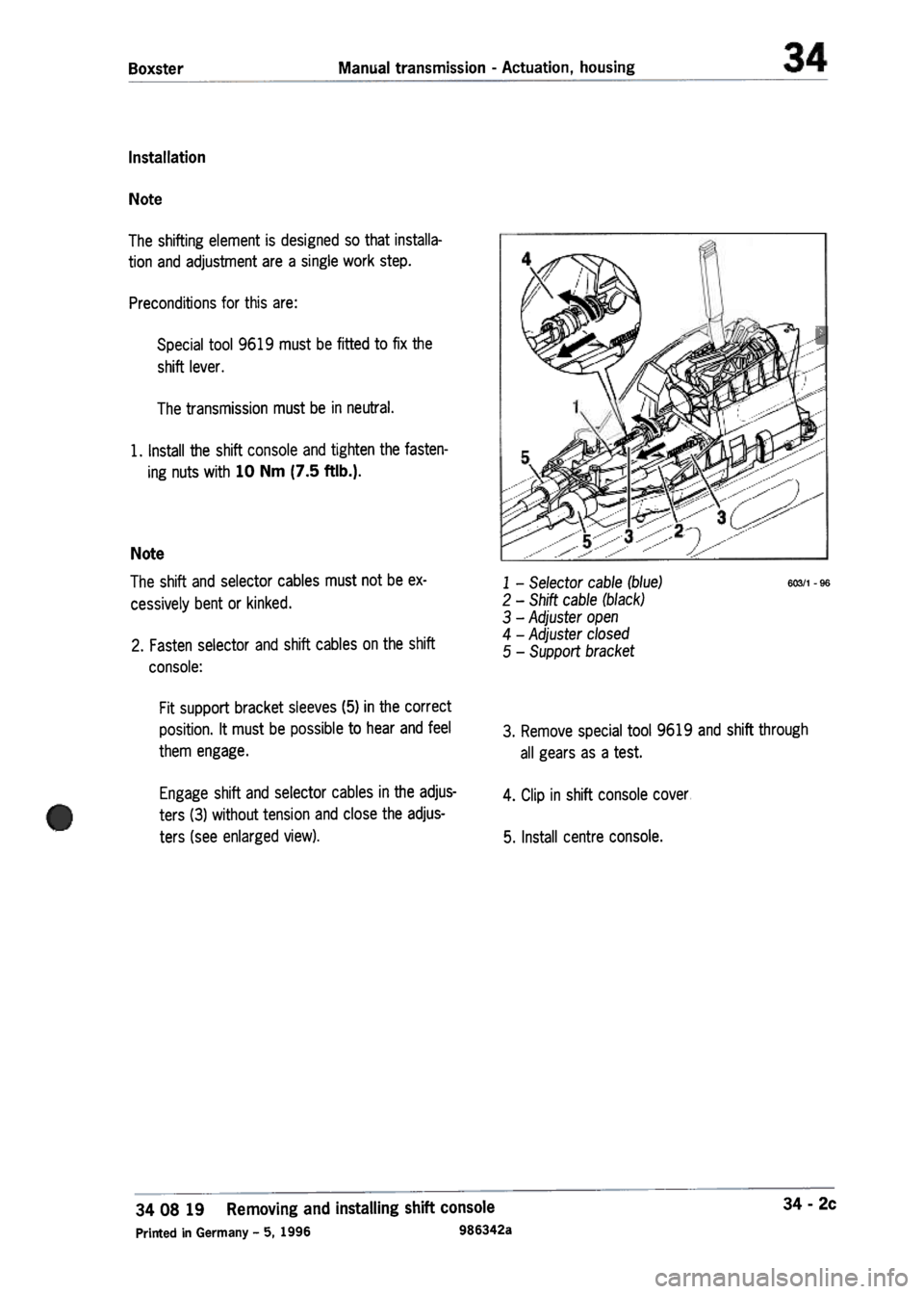 PORSCHE 986 BOXSTER 1997  Workshop Manual 