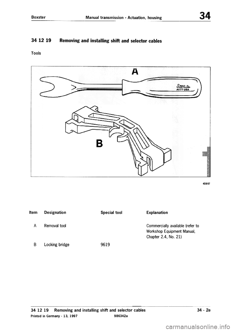 PORSCHE 986 BOXSTER 1997  Workshop Manual 