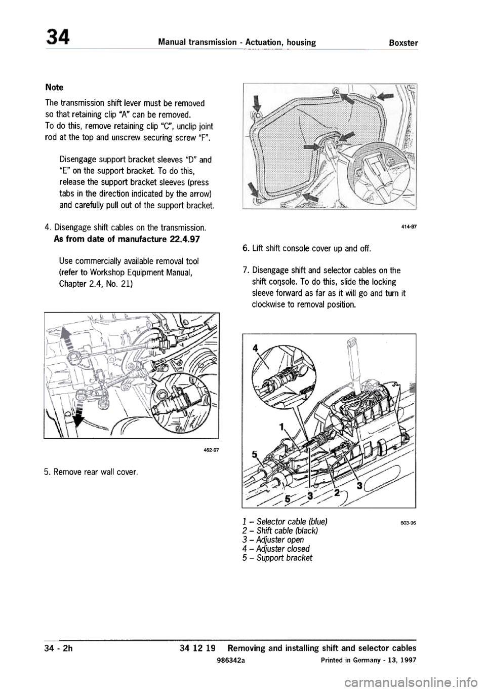 PORSCHE 986 BOXSTER 1997  Workshop Manual 