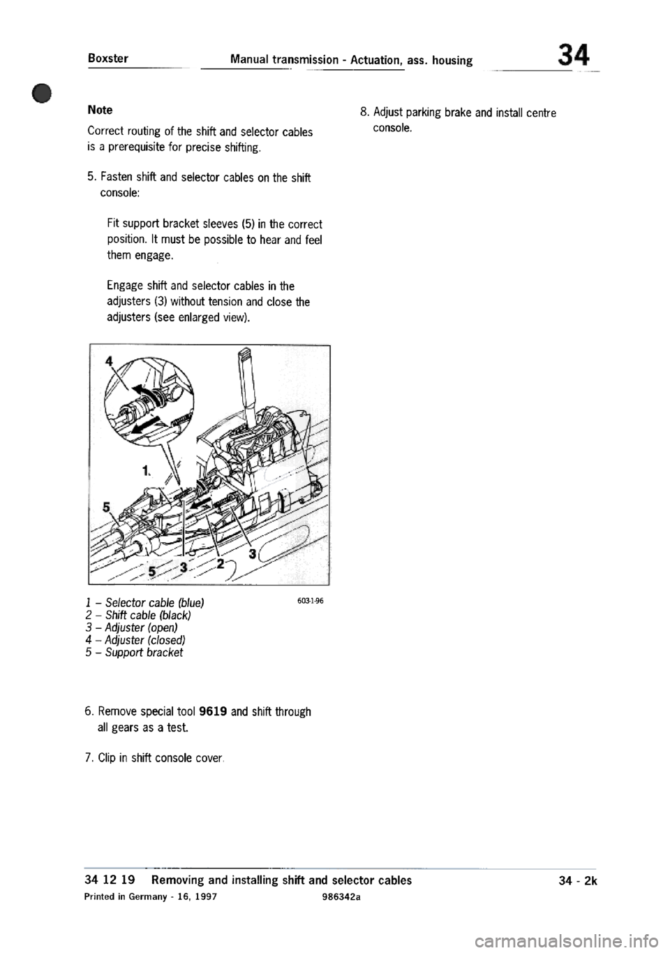 PORSCHE 986 BOXSTER 1997  Workshop Manual 