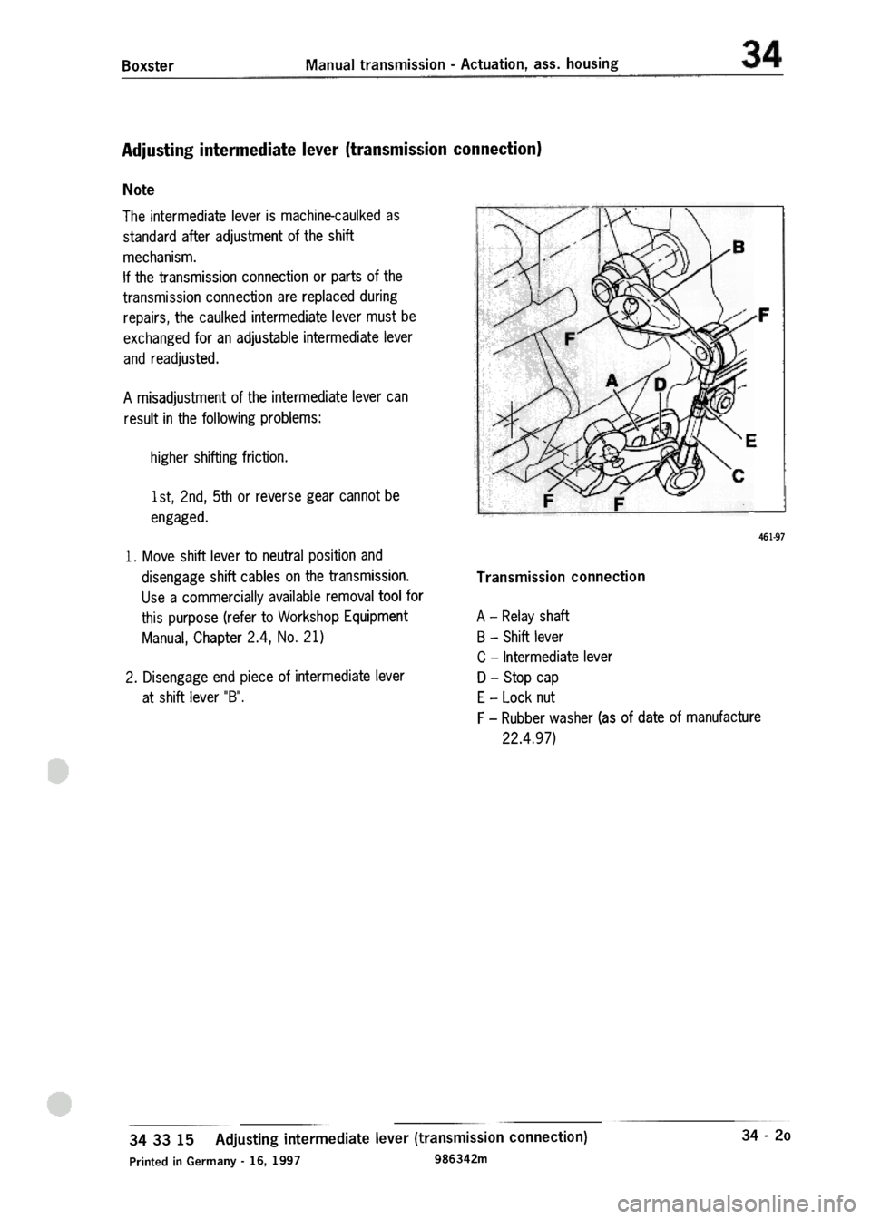 PORSCHE 986 BOXSTER 1997  Workshop Manual 