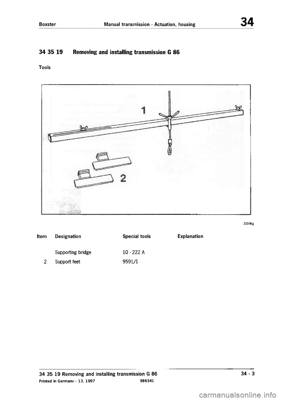 PORSCHE 986 BOXSTER 1997  Workshop Manual 