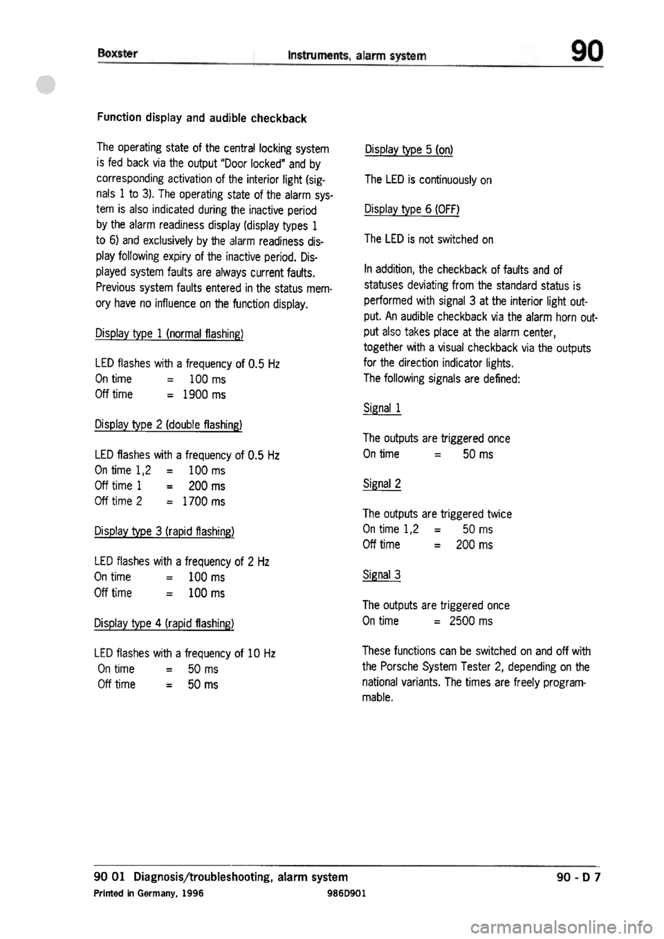 PORSCHE 986 BOXSTER 1997  Workshop Manual 