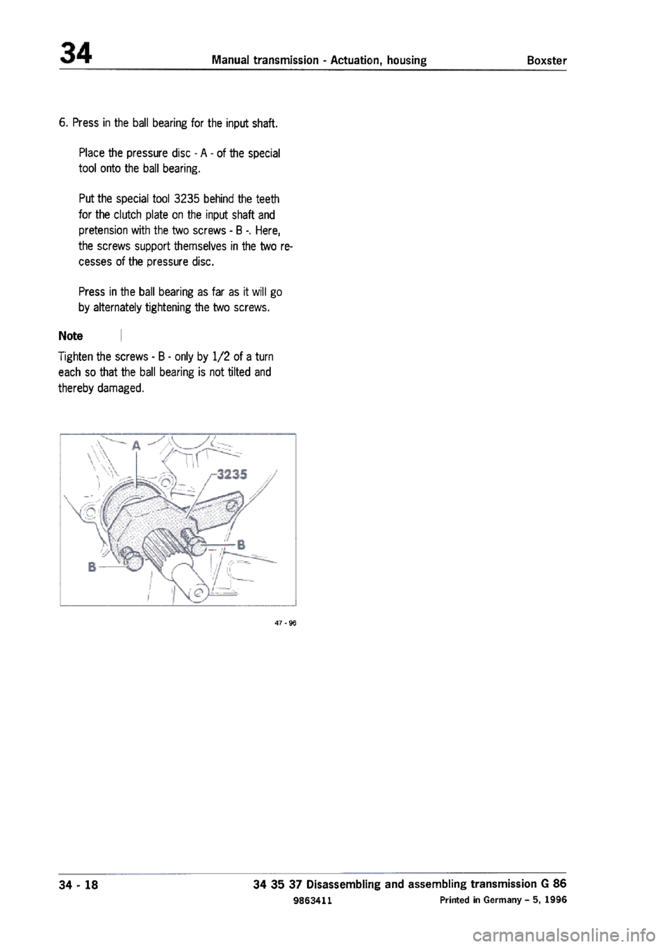 PORSCHE 986 BOXSTER 1997  Workshop Manual 