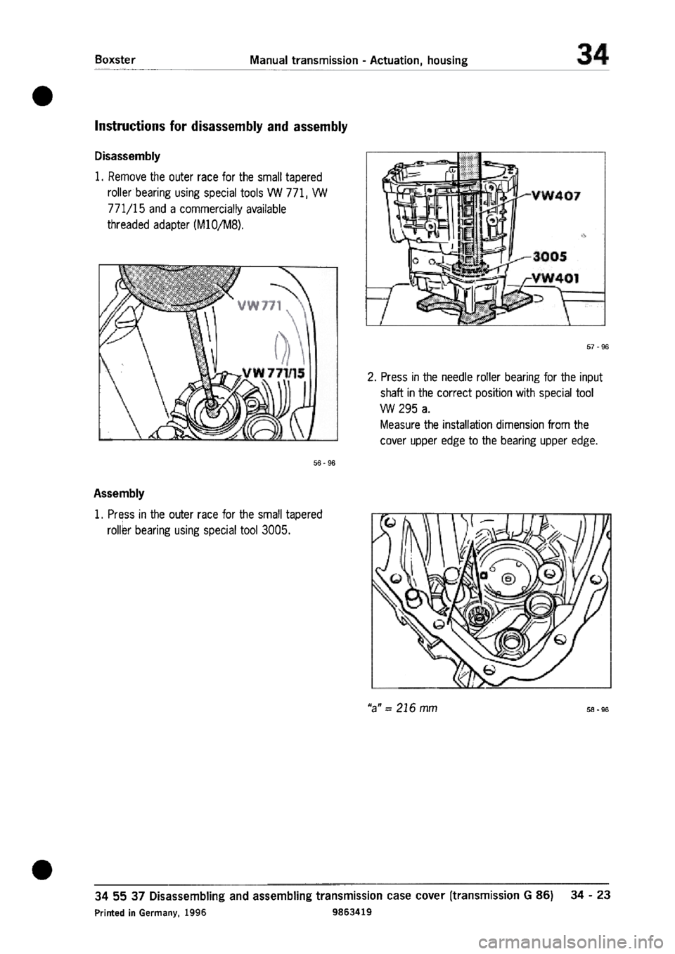 PORSCHE 986 BOXSTER 1997  Workshop Manual 