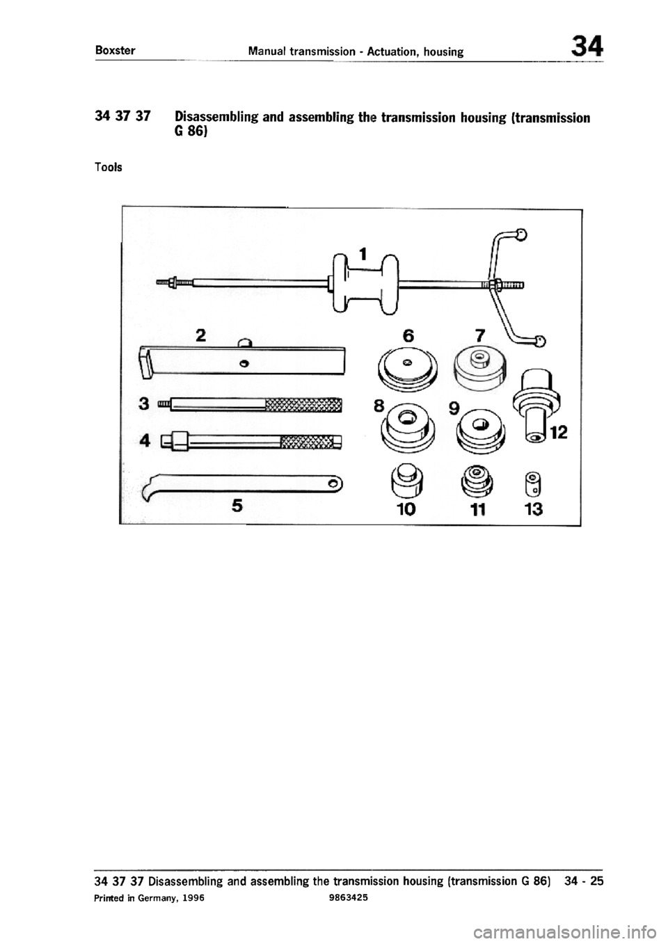 PORSCHE 986 BOXSTER 1997  Workshop Manual 