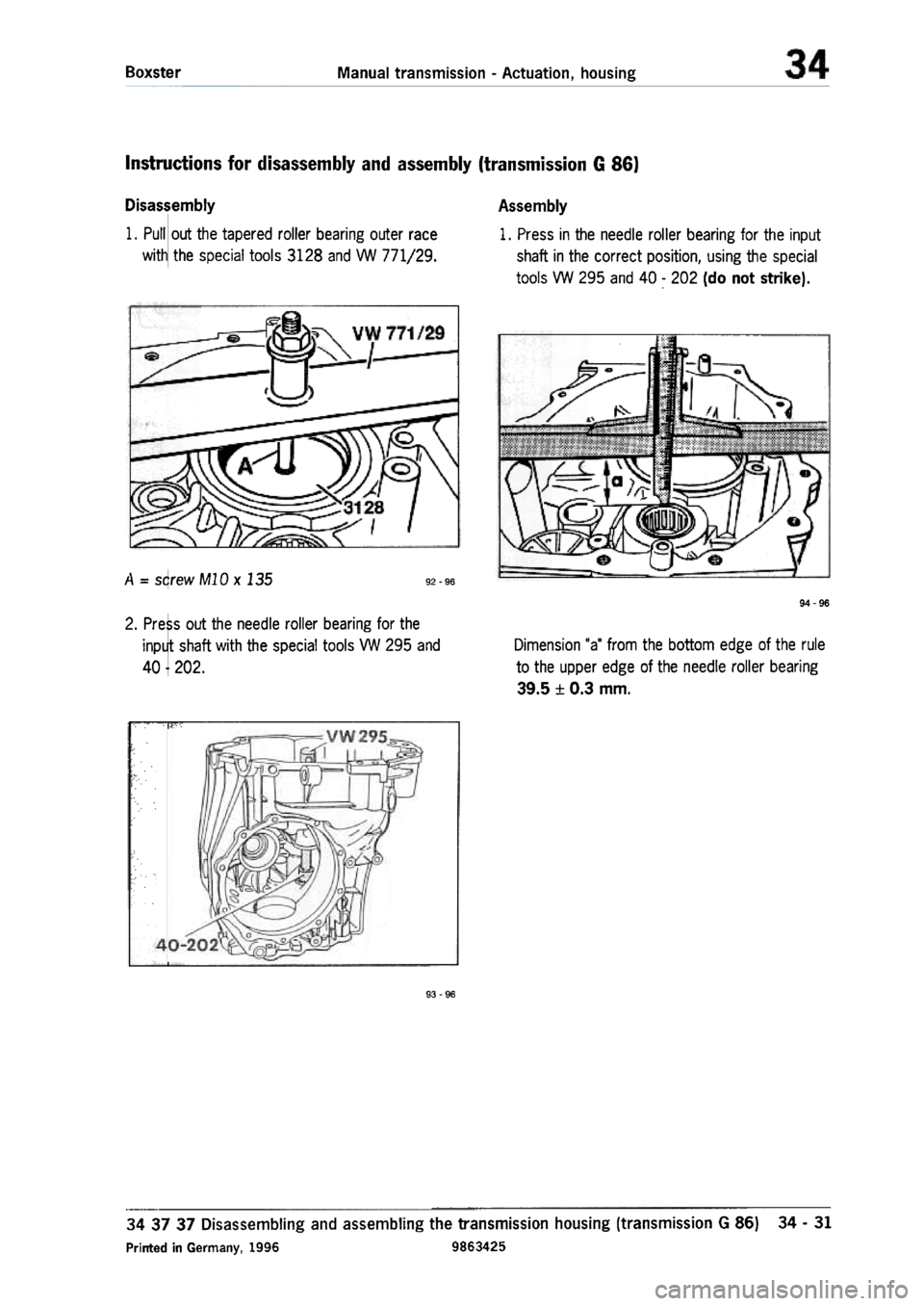 PORSCHE 986 BOXSTER 1997  Workshop Manual 