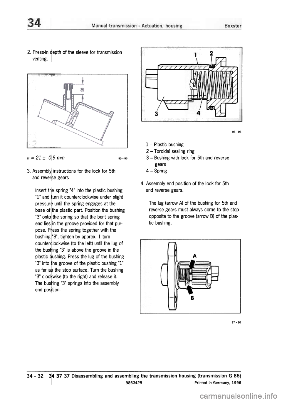 PORSCHE 986 BOXSTER 1997  Workshop Manual 