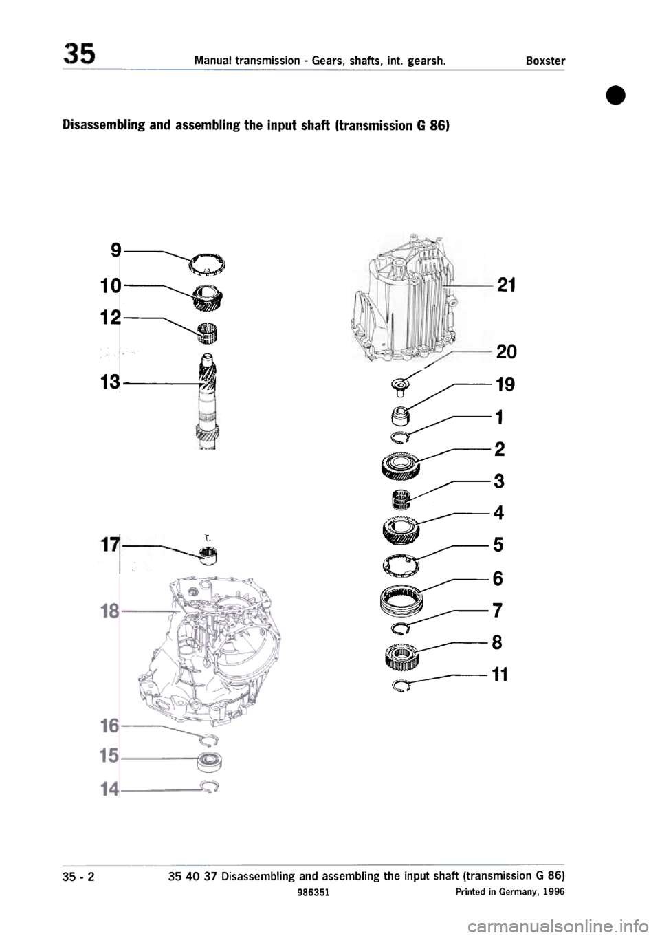 PORSCHE 986 BOXSTER 1997  Workshop Manual 