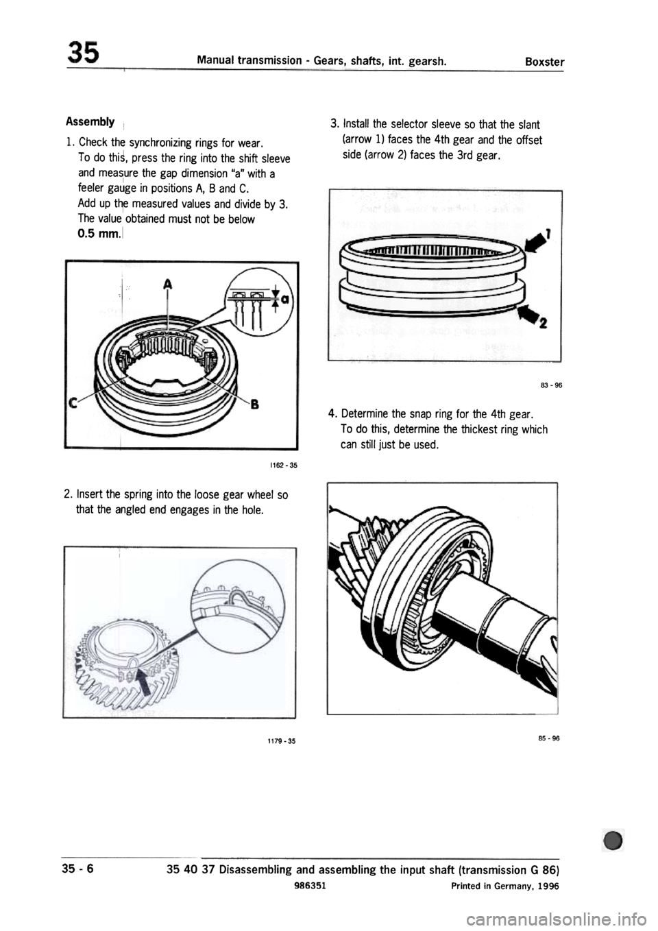 PORSCHE 986 BOXSTER 1997  Workshop Manual 