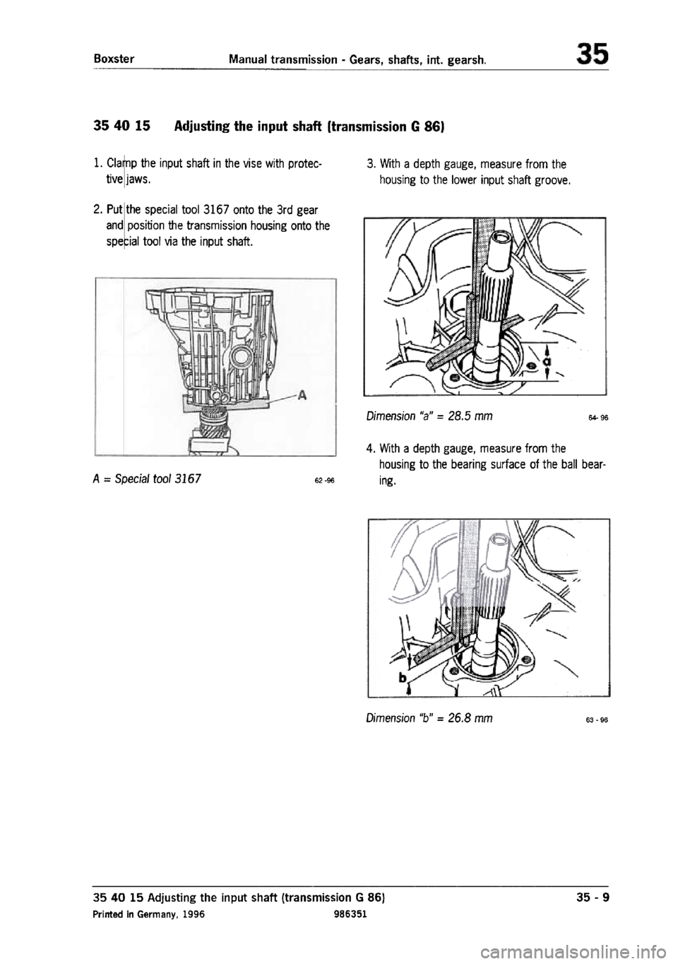 PORSCHE 986 BOXSTER 1997  Workshop Manual 