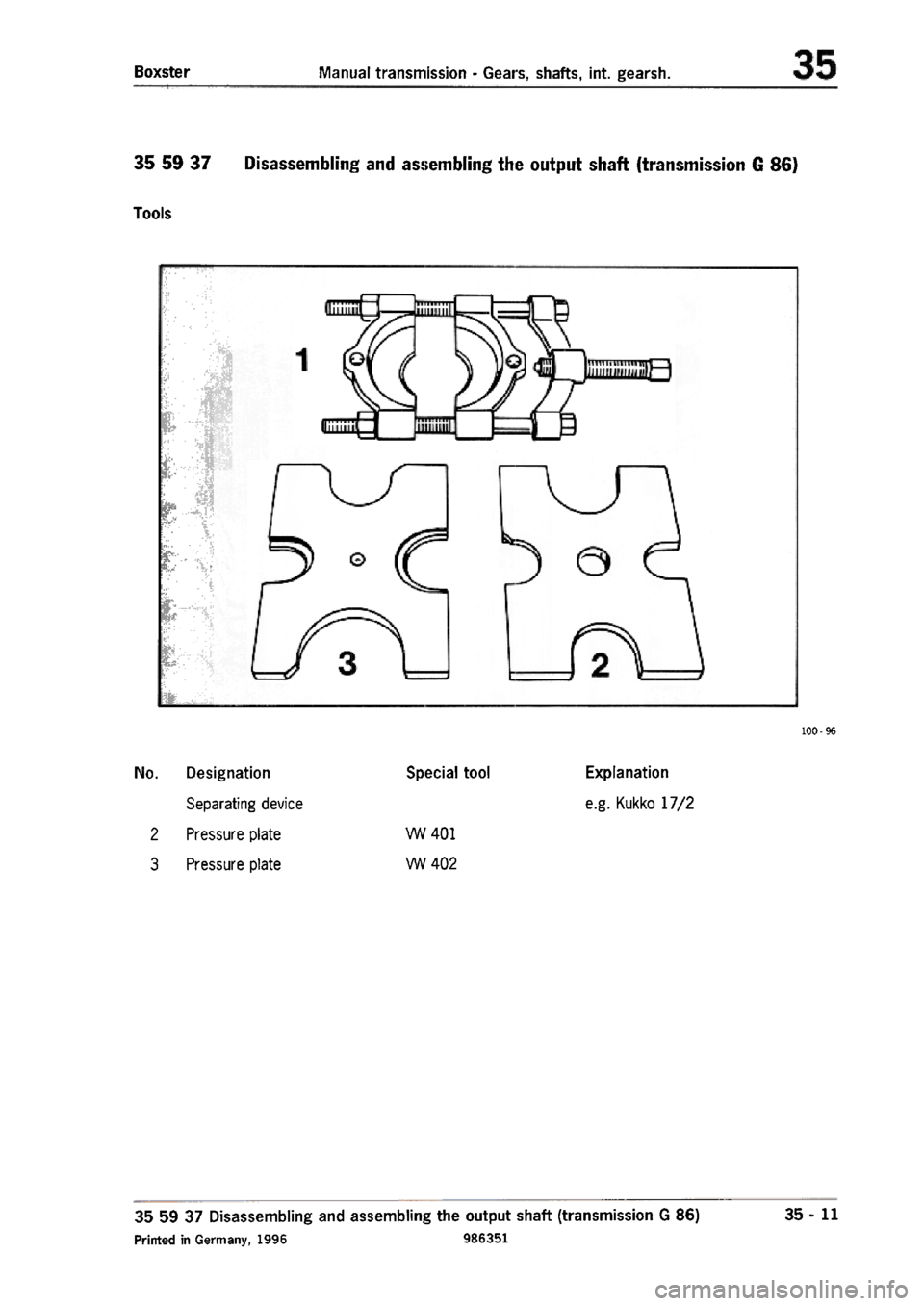 PORSCHE 986 BOXSTER 1997  Workshop Manual 