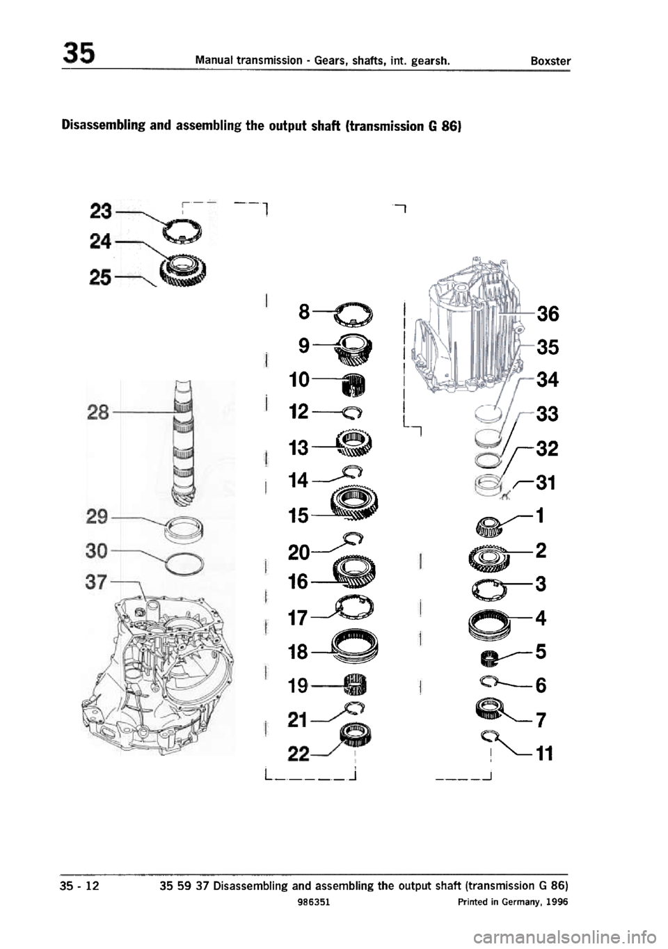 PORSCHE 986 BOXSTER 1997  Workshop Manual 
